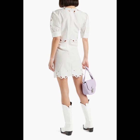 NWOT Derek Lam 10 Crosby Everett Eyelet Cotton Linen Mini Dress White Size 6 - Picture 2 of 15